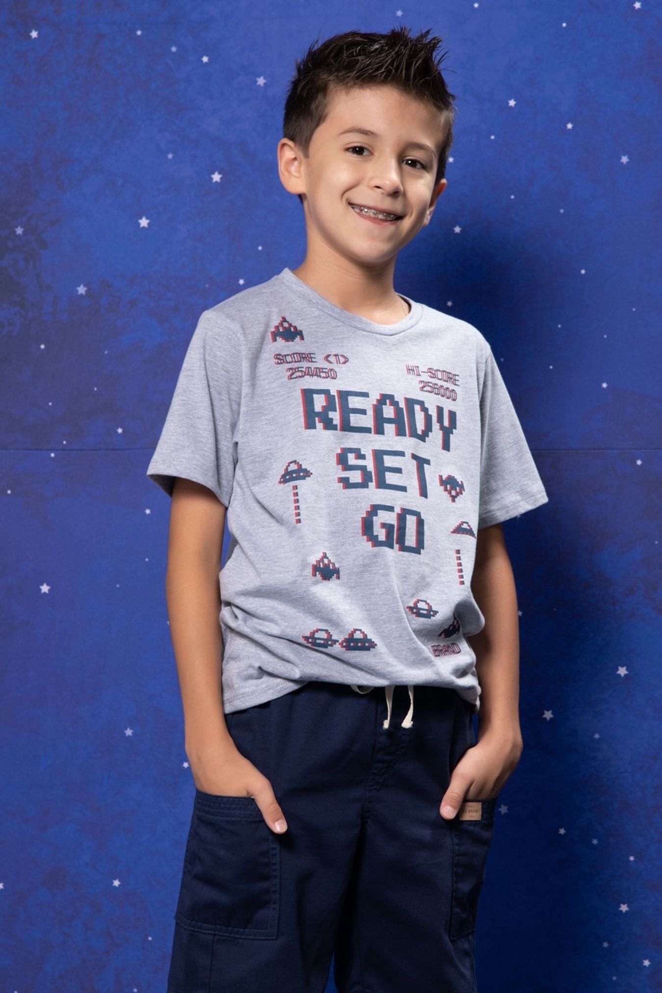 T-shirt infantil estampa 'ready set go'