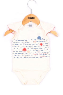 Body bebê com estampa de mar