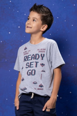 T-shirt infantil estampa 'ready set go'